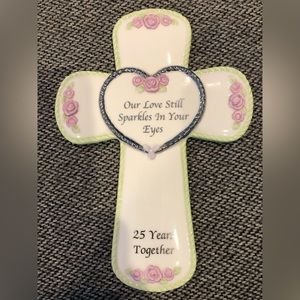 Precious Moments 25th Wedding Anniversary Ceramic Wall Cross